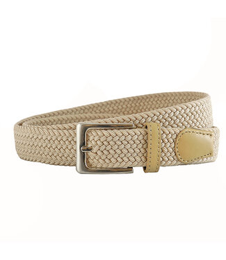 Landley Elastische Riem met Gevlochten Stretch Elastiek – Dames / Heren - Beige