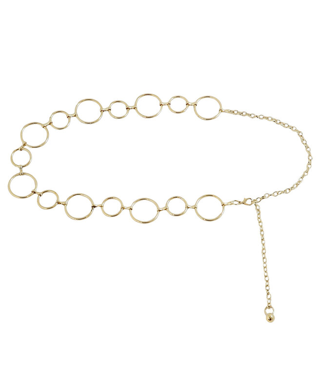 Landley Dames Gouden Ringen Kettingriem - Vrouwen Tailleriem Verstelbaar - One Size - Riem Goud