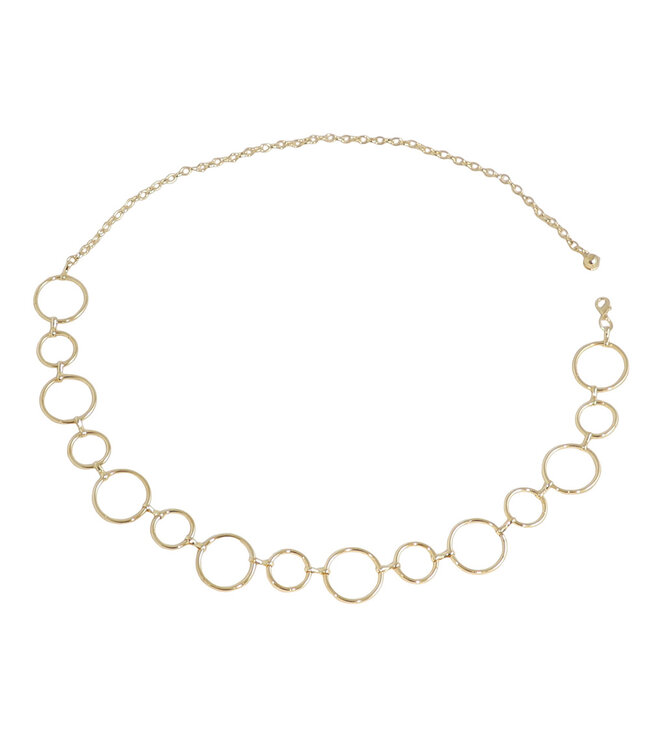 Landley Dames Gouden Ringen Kettingriem - Vrouwen Tailleriem Verstelbaar - One Size - Riem Goud