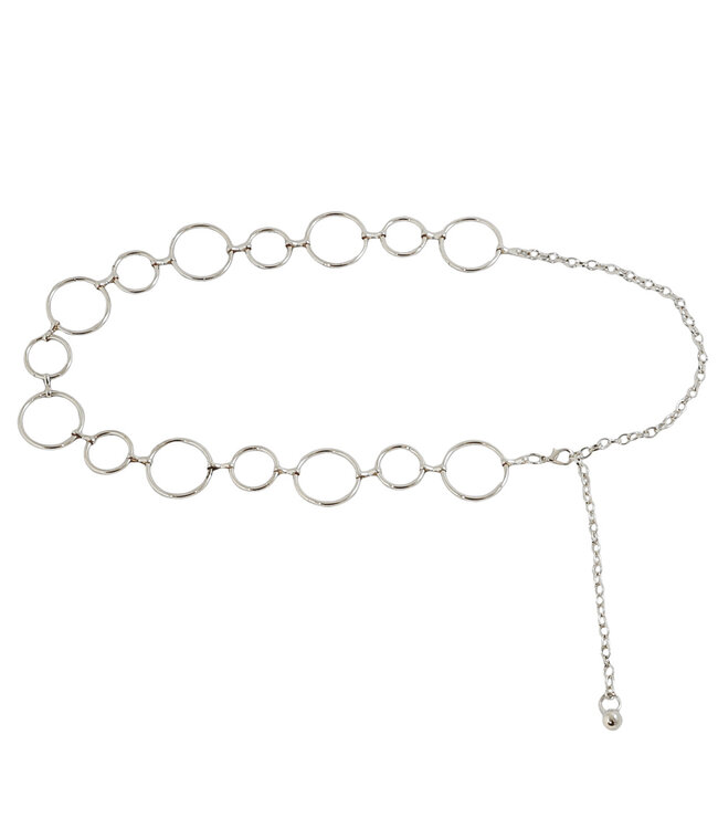 Landley Dames Zilveren Ringen Kettingriem - Vrouwen Tailleriem Verstelbaar - One Size - Riem Zilver