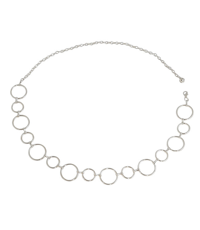 Landley Dames Zilveren Ringen Kettingriem - Vrouwen Tailleriem Verstelbaar - One Size - Riem Zilver