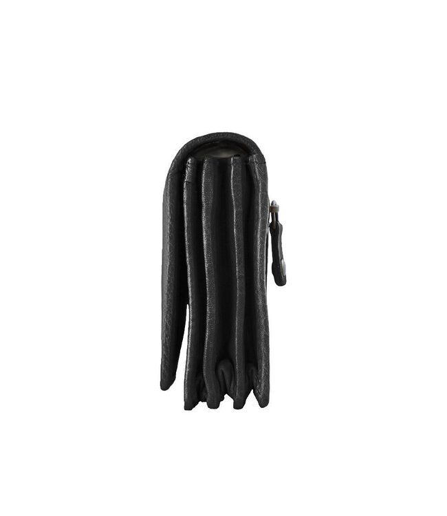 Landley Leren Dames Overslag Portemonnee - Gewassen Vintage Leer - Harmonica Rits Portemonnee - RFID - Vrouwen Portefeuille - Echt Leder - Zwart