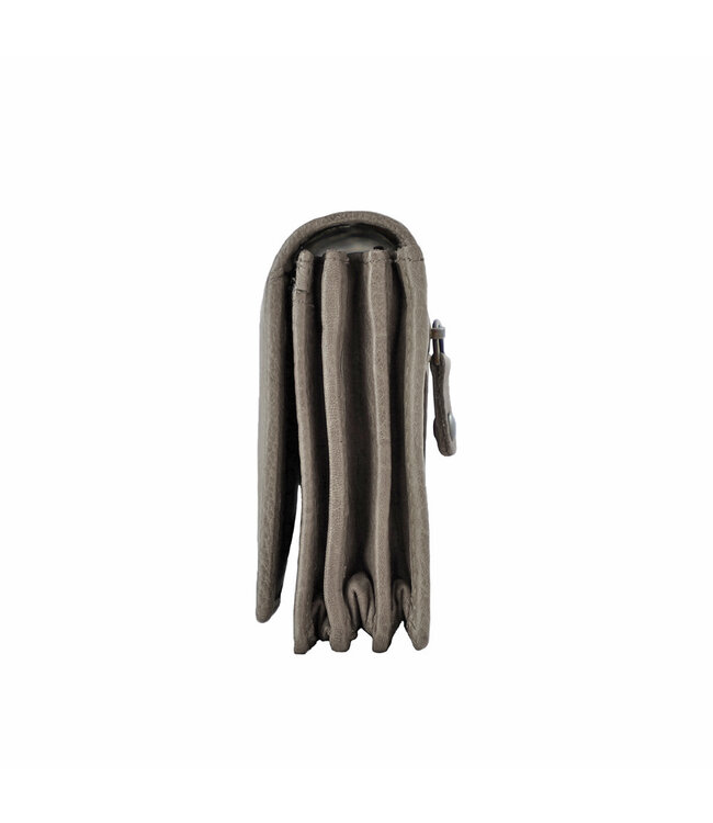 Landley Leren Dames Overslag Portemonnee - Gewassen Vintage Leer - Harmonica Rits Portemonnee - RFID - Vrouwen Portefeuille - Echt Leder - Taupe Grijs