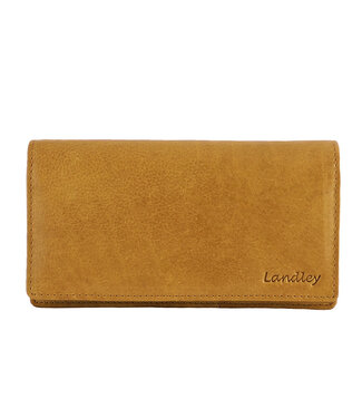 Landley Dames Harmonica Portemonnee Leer RFID Oker Geel