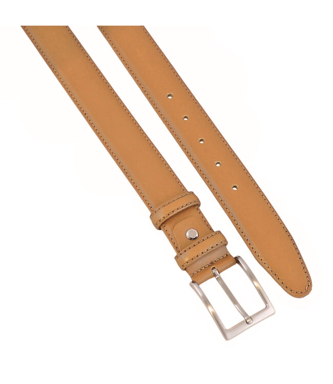 Landley Leren Camel Heren Pantalon Riem - Nette Broekriem - Volnerf Leer - 3.5 cm Breed - Camel