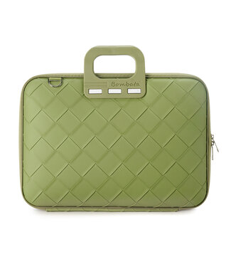 Bombata Intrecciato 15 / 16 inch Laptoptas Unisex - Vlechtpatroon - Lichtgroen