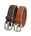 Landley Duopack met Leren Geperforeerde Riemen Smal - Voordeelset met 2 riemen - Breedte 3 cm - Dames en Heren - Bruin en Cognac