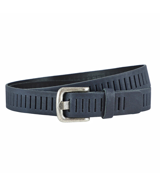 Landley Duopack met Leren Geperforeerde Riemen Smal - Voordeelset met 2 riemen - Breedte 3 cm - Dames en Heren - Bruin en Blauw