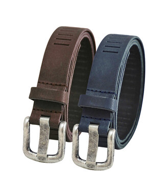 Landley Geperforeerde Riemenset Smal - Bruin en Blauw