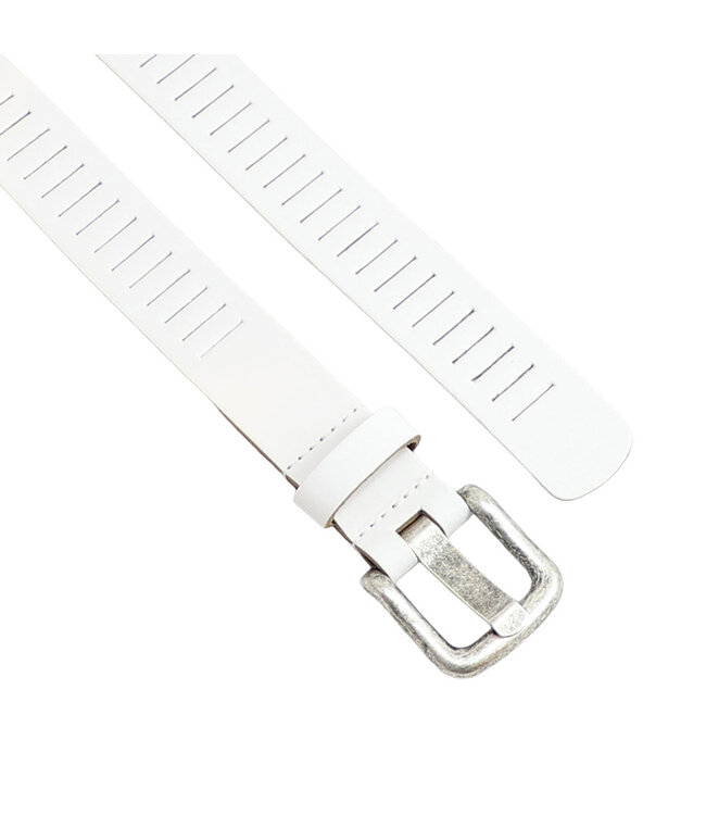 Landley Duopack met Leren Geperforeerde Riemen Smal - Voordeelset met 2 riemen - Breedte 3 cm - Dames en Heren - Bruin en Wit