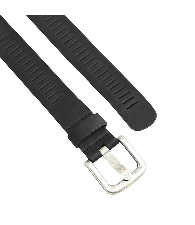 Landley Leren Geperforeerde Sleufjes Riem voor Dames en Heren - Breedte 4 cm - Unisex Ceintuur - Echt Leer - Zwart