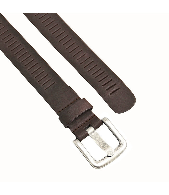 Landley Leren Geperforeerde Sleufjes Riem voor Dames en Heren - Breedte 4 cm - Unisex Ceintuur - Echt Leer - Bruin