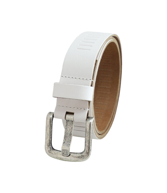 Landley Leren Geperforeerde Sleufjes Riem voor Dames en Heren - Breedte 4 cm - Unisex Ceintuur - Echt Leer - Wit