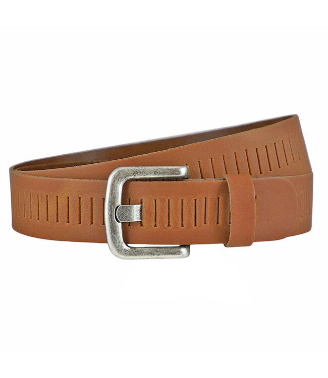 Landley Leren Geperforeerde Riemen Voordeelset - Duopack met 2 riemen - Breedte 4 cm - Dames en Heren - Echt Leer - Cognac en Taupe