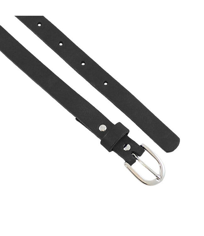 Landley Smalle Dames Riem Leer Zwart - 2 cm - Leren Broekriem Smal - Vrouwen Tailleriem