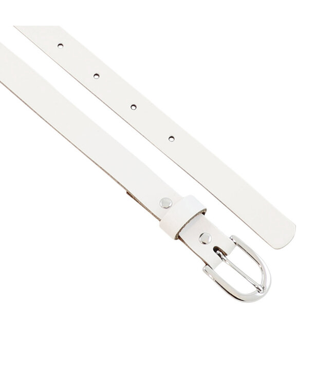 Landley Smalle Dames Riem Leer Wit - 2 cm - Leren Broekriem Smal - Vrouwen Tailleriem