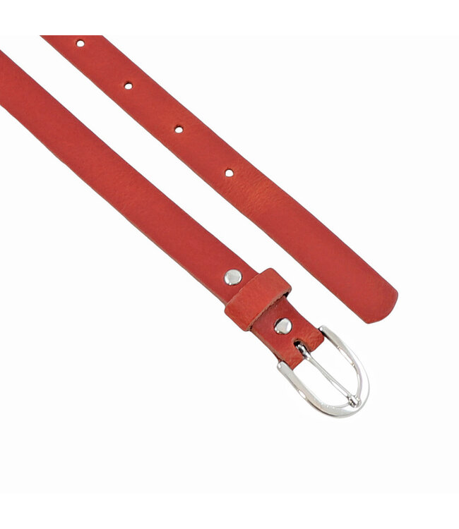 Landley Smalle Dames Riem Leer Rood - 2 cm - Leren Broekriem Smal - Vrouwen Tailleriem