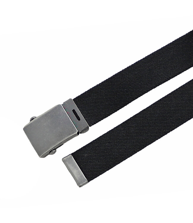 Landley Elastische Canvas Riem met Metalen Schuifgesp - Stretch - Koppelriem - Dames / Heren - Unisex - Zwart