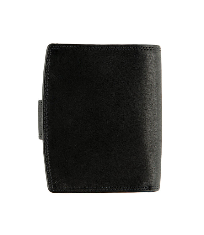 DSTRCT Wax Lane Leren Dames Portemonnee RFID met Ritssluiting Zwart