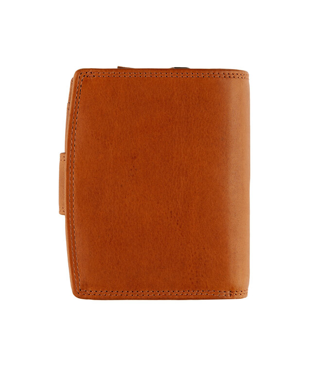 DSTRCT Wax Lane Leren Dames Portemonnee RFID met Ritssluiting Cognac