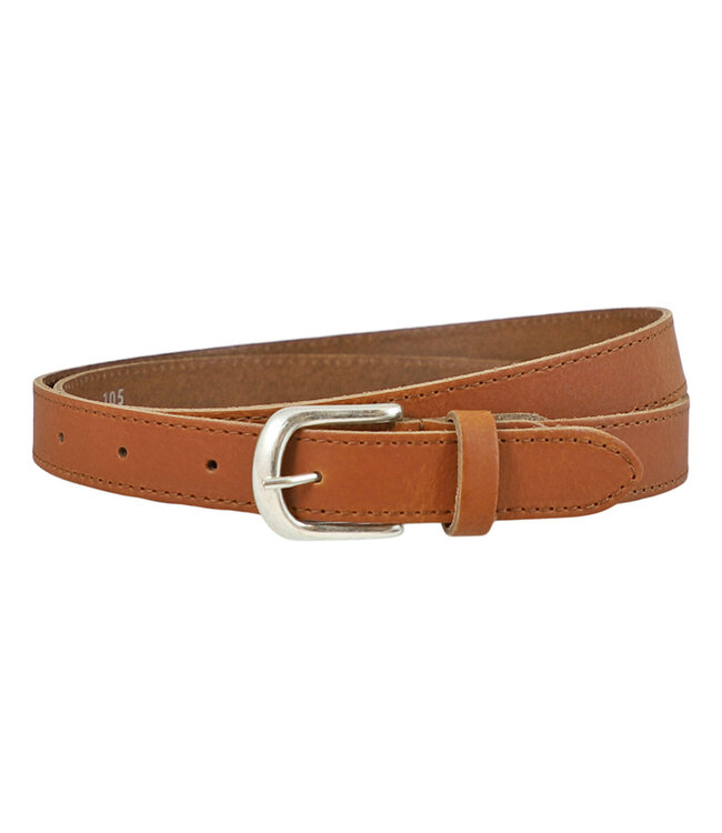 Landley Cognac Dames Riem Leer - Rondom Gestikt - Damesriem - Breedte 2,5 cm - Cognac