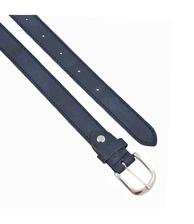 Landley Blauwe Dames Riem Leer - Rondom Gestikt - Damesriem - Breedte 2,5 cm - Blauw