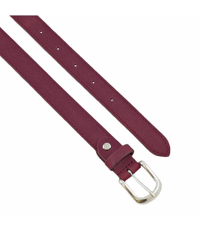 Landley Bordeaux Dames Riem Leer - Rondom Gestikt - Damesriem - Breedte 2,5 cm - Bordeaux Rood