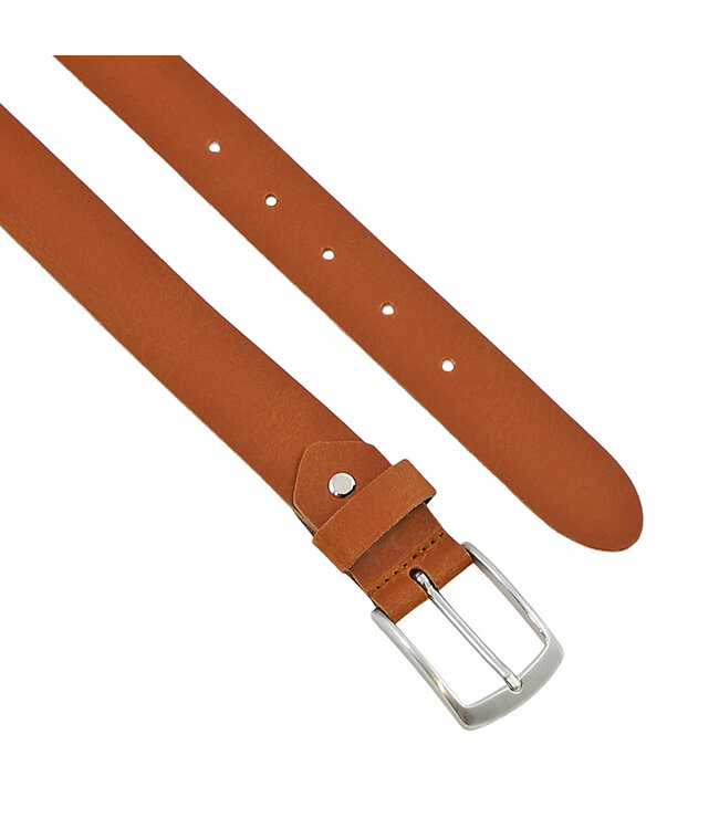 Landley Nette Leren Jeans Riem Cognac - Dames en Heren - 3.5 cm Breed - Echt Leer - Casual Pantalon Riem