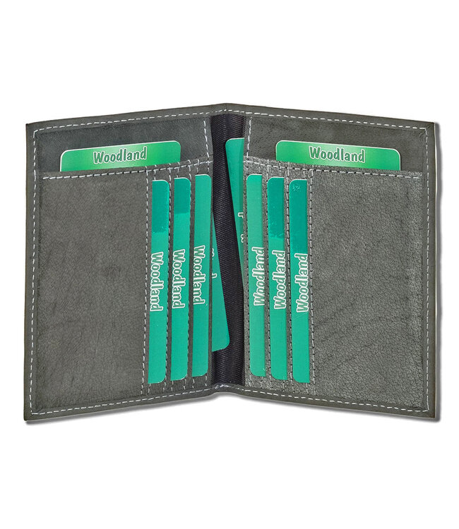 Woodland Leren Creditcardetui Vintage Pasjeshouder voor 10 pasjes - RFID - Antraciet Grijs