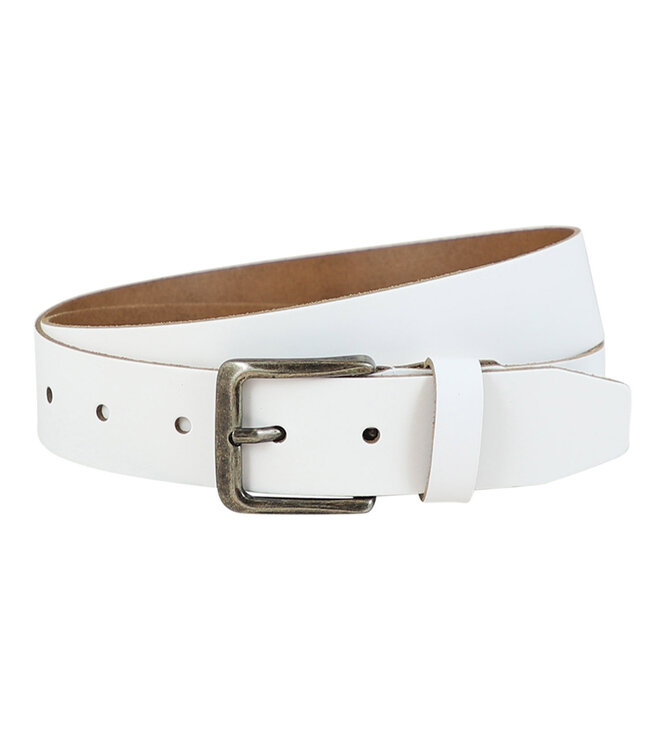 Landley Witte Leren Riem voor Dames en Heren - Unisex Jeansriem - 4 cm - Leer - Wit