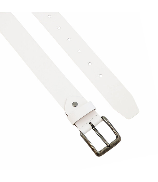 Landley Witte Leren Riem voor Dames en Heren - Unisex Jeansriem - 4 cm - Leer - Wit