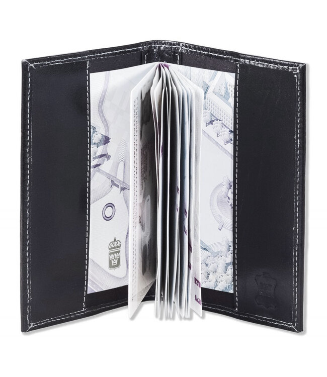 Landley Leren Etui voor Paspoort en Gele Boekje - Echt Leer - Zwart