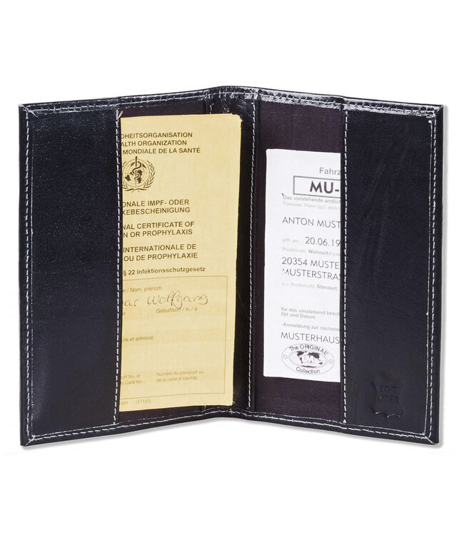 Landley Leren Etui voor Paspoort en Gele Boekje - Echt Leer - Zwart
