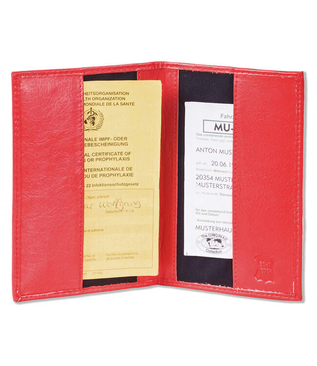 Landley Leren Etui voor Paspoort en Gele Boekje - Echt Leer - Rood