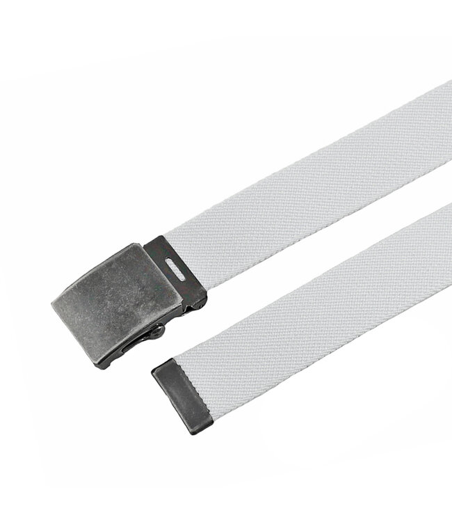 Landley Elastische XXL Canvas Riem Wit - Lange Stretch Koppelriem - Dames en Heren - Zelf op maat maken - Totale lengte 175 cm - Tot taillemaat 160