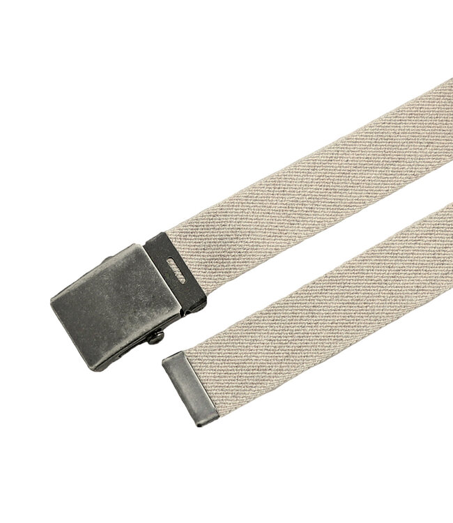 Landley Elastische XXL Canvas Riem Beige - Lange Stretch Koppelriem - Dames en Heren - Zelf op maat maken - Totale lengte 175 cm - Tot taillemaat 160