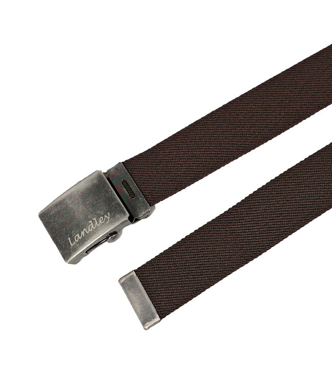 Landley Elastische Canvas Riem met Metalen Schuifgesp - Stretch - Koppelriem - Dames / Heren - Unisex - Bruin