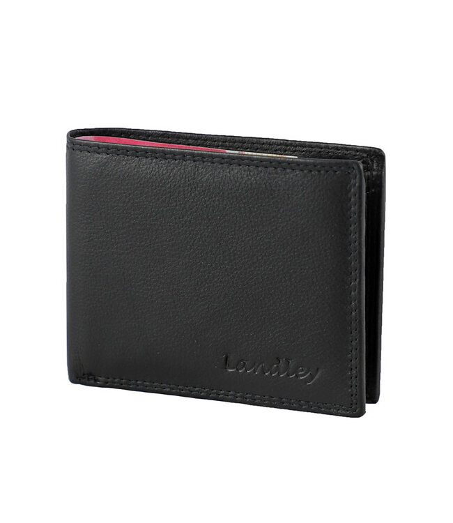 Landley Leren Heren Portemonnee Billfold - Compact Model - Formaat S - RFID - Soepel Nappa Leer - Zwart