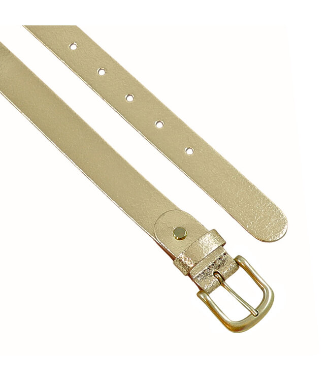Landley Dames Riem Leer Metallic Goud – Breedte 3 cm – Leren Vrouwen Riem
