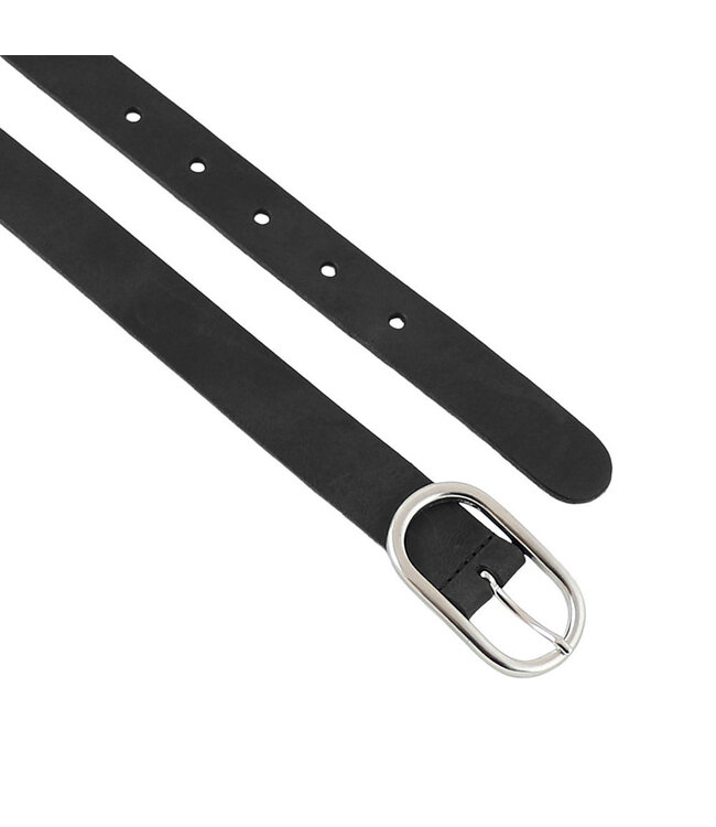 Landley Leren Dames Riem met Ovale Gesp - Echt Leer - Zwart
