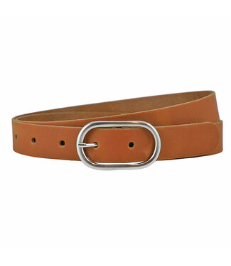Landley Dames Riem Ovale Gesp - 3 cm - Leer - Cognac