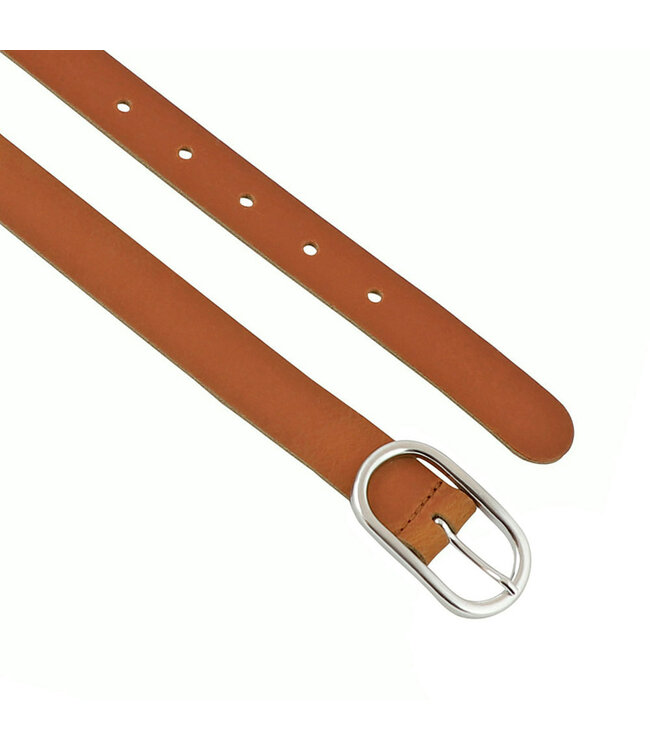 Landley Leren Dames Riem met Ovale Gesp - Echt Leer - Cognac