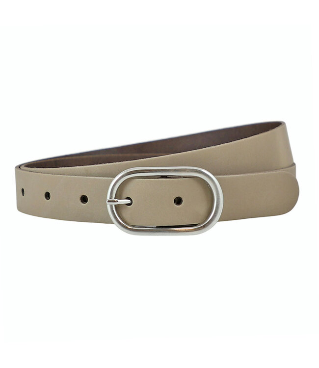 Landley Leren Dames Riem met Ovale Gesp - Echt Leer - Taupe