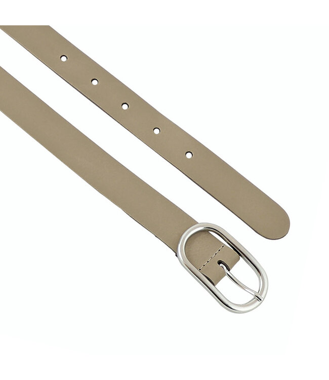 Landley Leren Dames Riem met Ovale Gesp - Echt Leer - Taupe