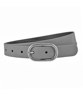 Landley Dames Riem Ovale Gesp - 3 cm - Leer - Grijs