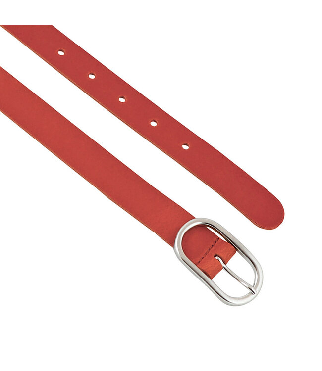 Landley Leren Dames Riem met Ovale Gesp - Echt Leer - Rood