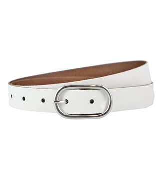 Landley Dames Riem Ovale Gesp - 3 cm - Leer - Wit
