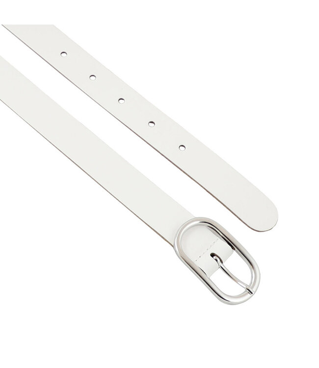 Landley Leren Dames Riem met Ovale Gesp - Echt Leer - Wit
