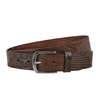 Landley Leren Volnerf Unisex Kroko Riem - 4 cm - Bruin
