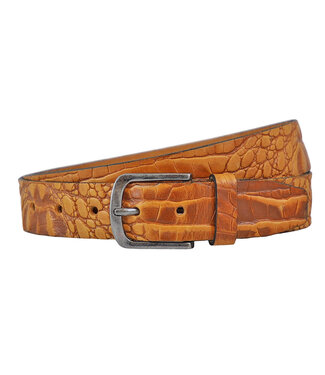 Landley Leren Volnerf Unisex Kroko Riem - 4 cm - Cognac